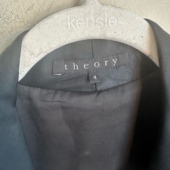 Theory Black Sateen Women’s Tuxedo Blazer 4 - Picture 6 of 8